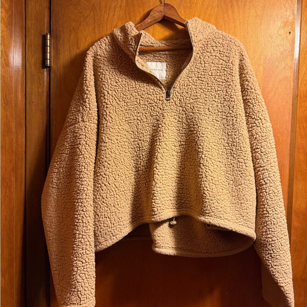 AE Cropped Tan Sherpa Jacket